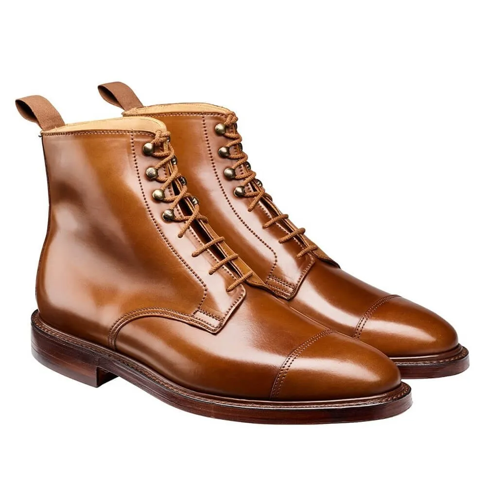 7CM/2.76 Inches CMR CHAMARIPA Men’s Elevator Boots - Premium Yellow Brown Shell Cordovan Leather Cap Toe Derby