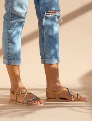 Azari Flat Leather Sandal Retro