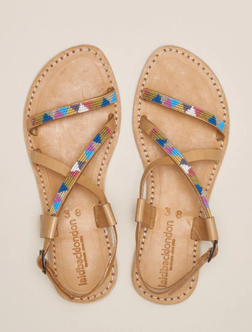 Azari Flat Leather Sandal Retro
