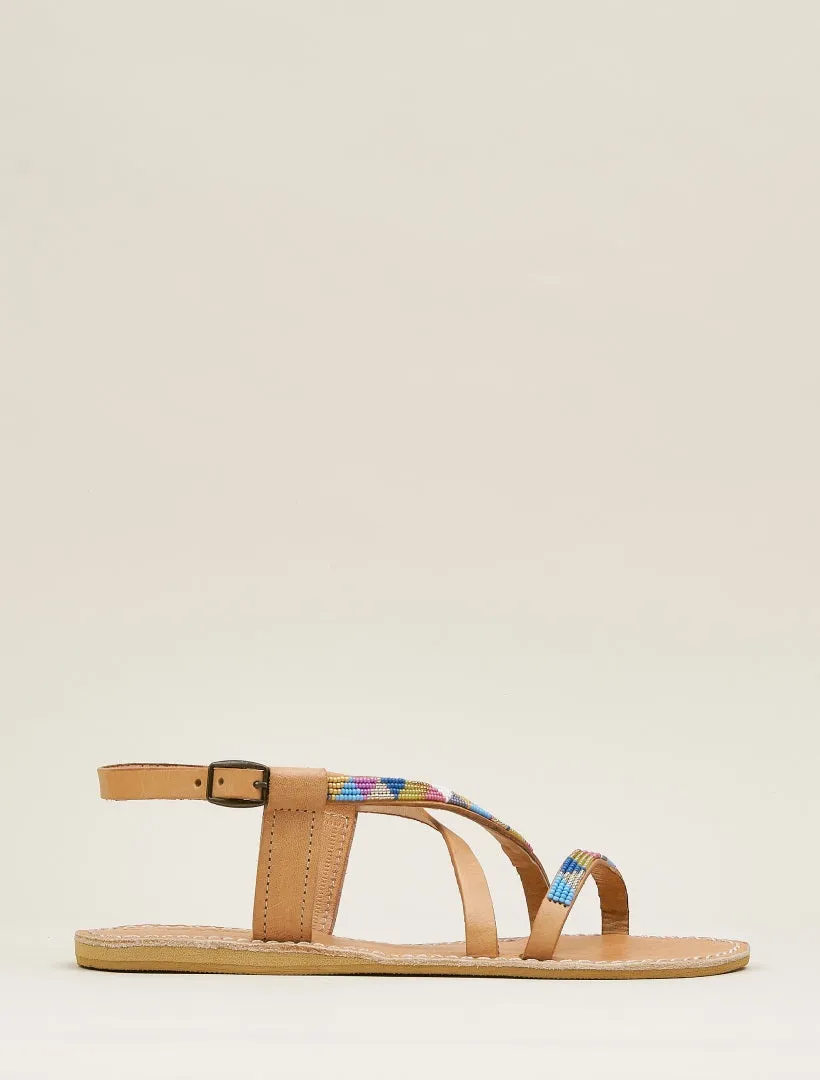 Azari Flat Leather Sandal Retro