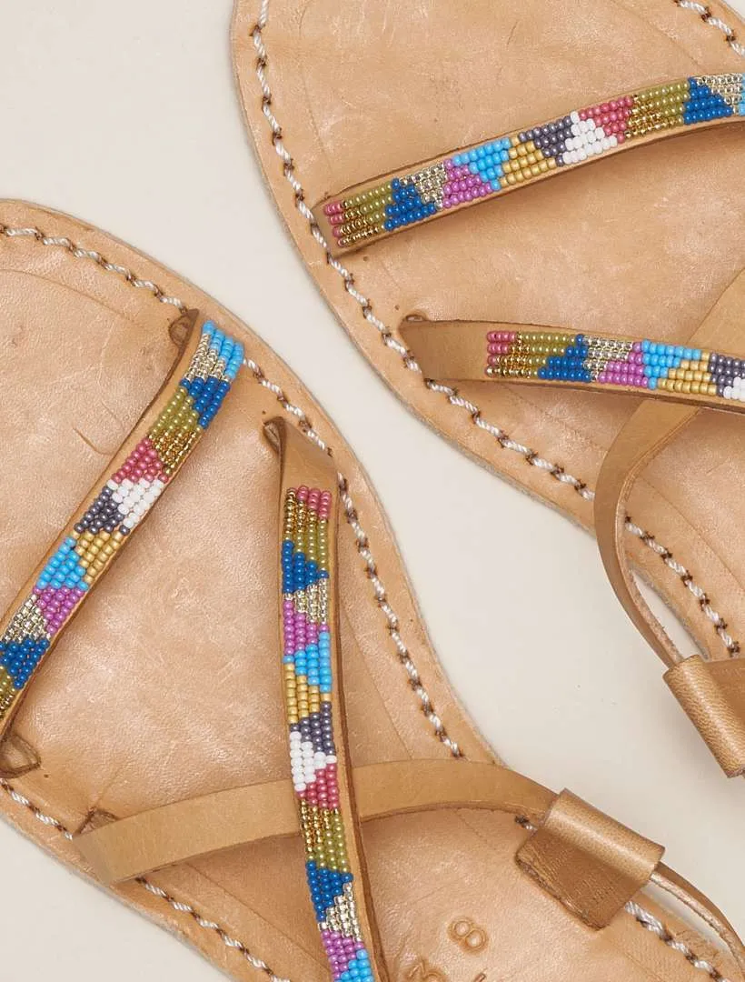 Azari Flat Leather Sandal Retro