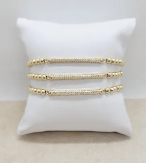 Beaded Bracelet with Pave Bar