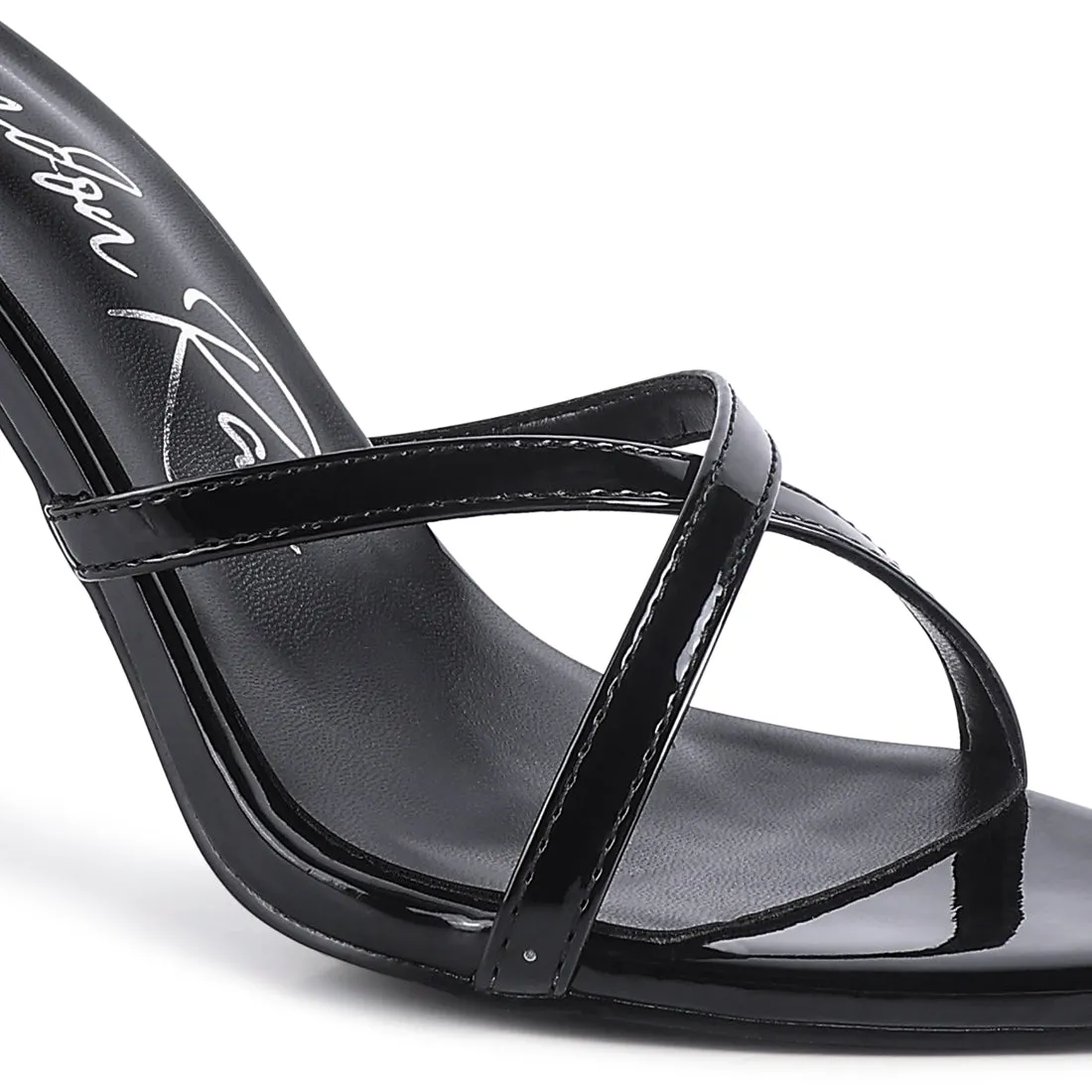 Black High Heeled Pointed Toe Sandal