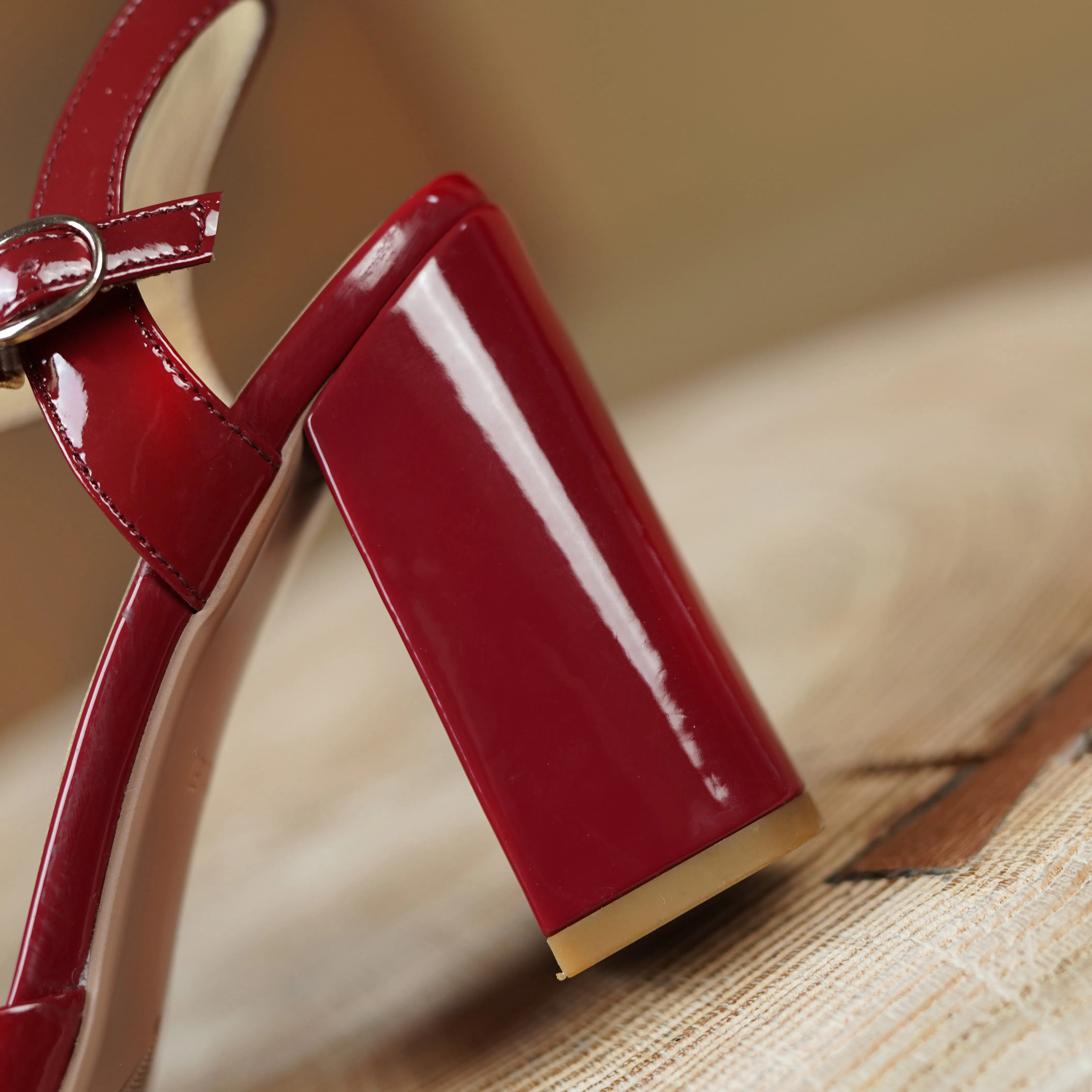 Caitlin High Chunky Heel Ankle Strap Pumps
