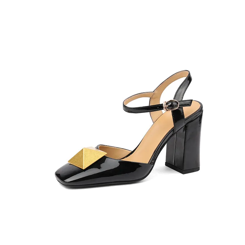 Caitlin High Chunky Heel Ankle Strap Pumps