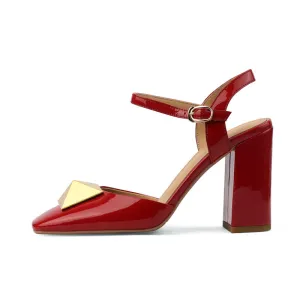 Caitlin High Chunky Heel Ankle Strap Pumps