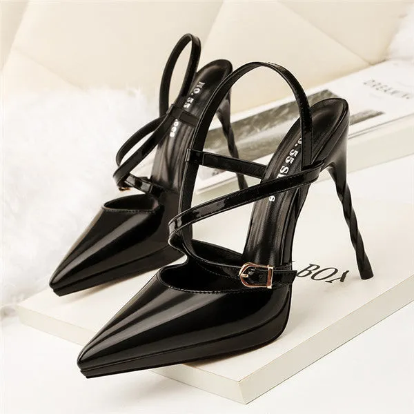 Charming PU Upper Closed Toe High Heels Evening Shoes PS025