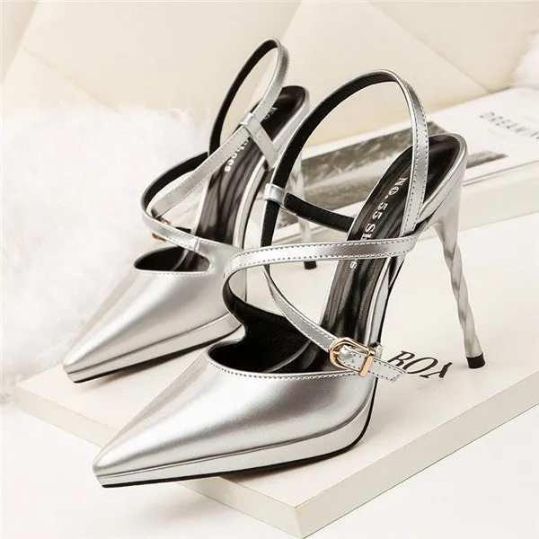 Charming PU Upper Closed Toe High Heels Evening Shoes PS025