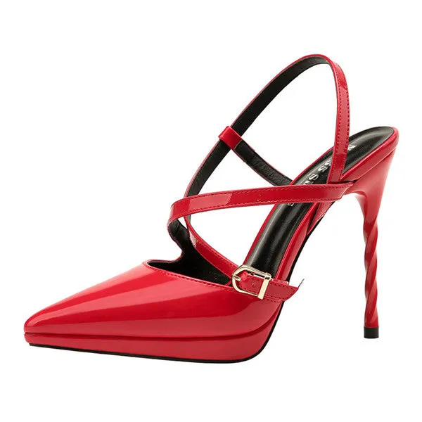 Charming PU Upper Closed Toe High Heels Evening Shoes PS025