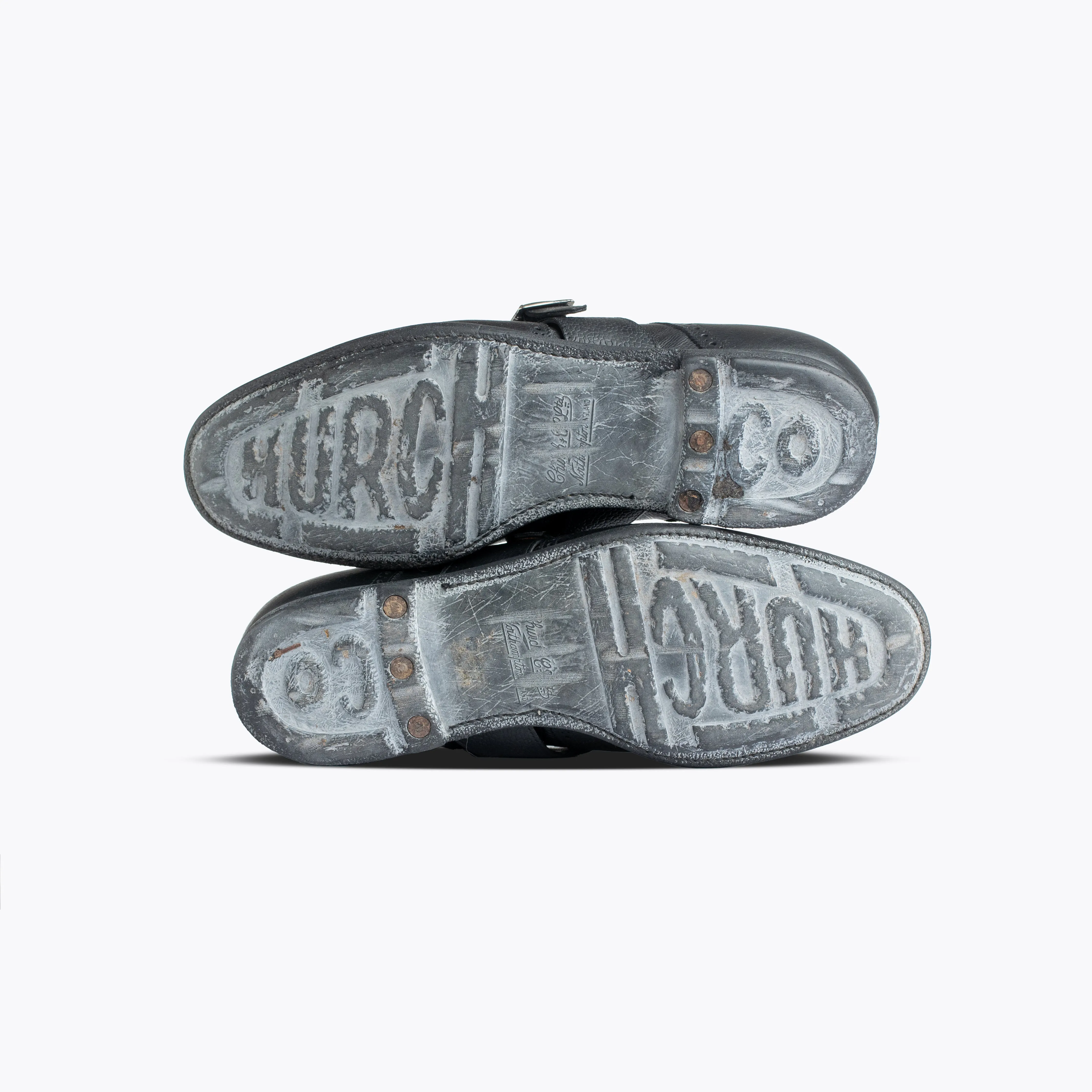 Church and Co Black Leather Monk Straps Shoes