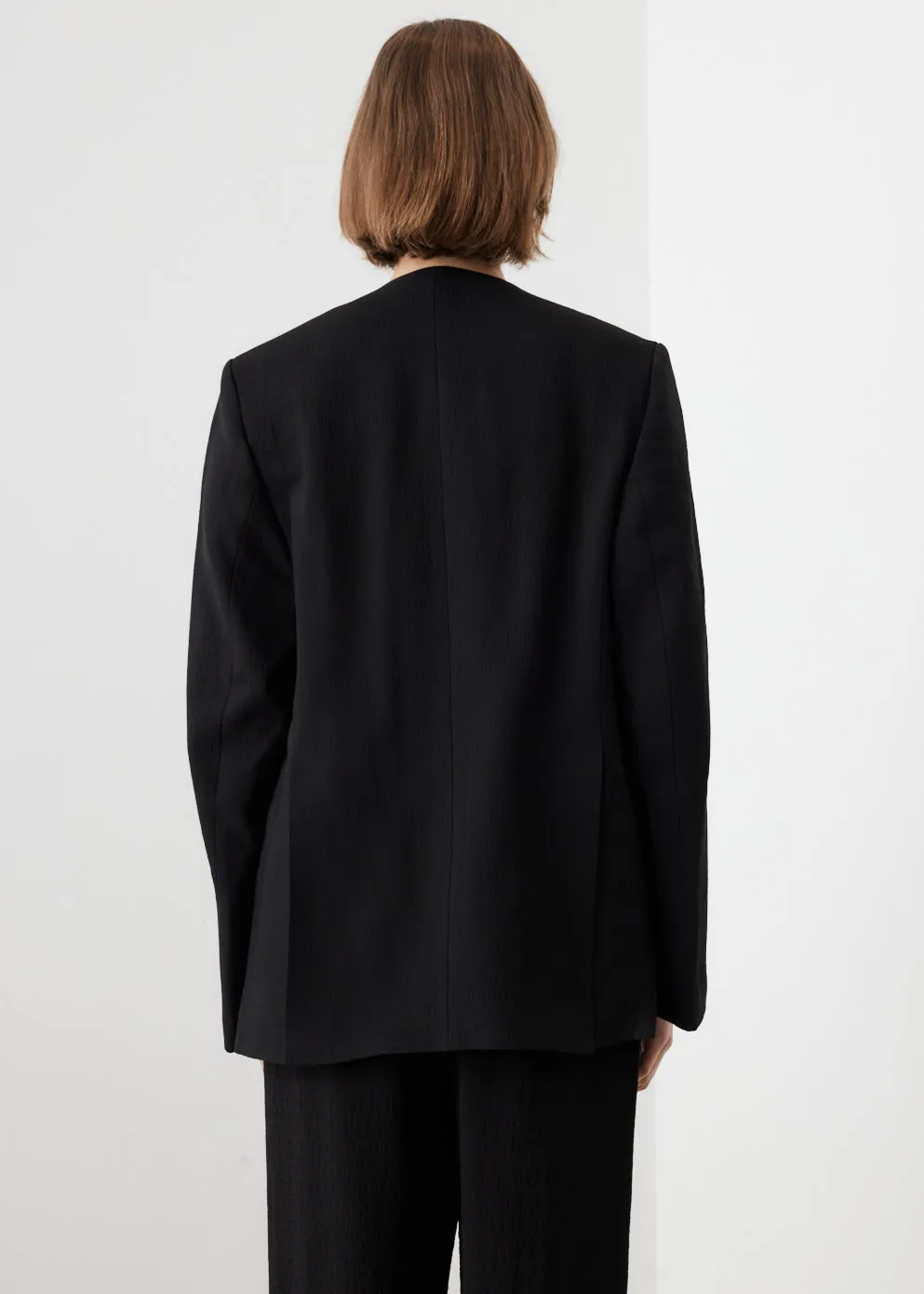 Collarless Double Suit Blazer