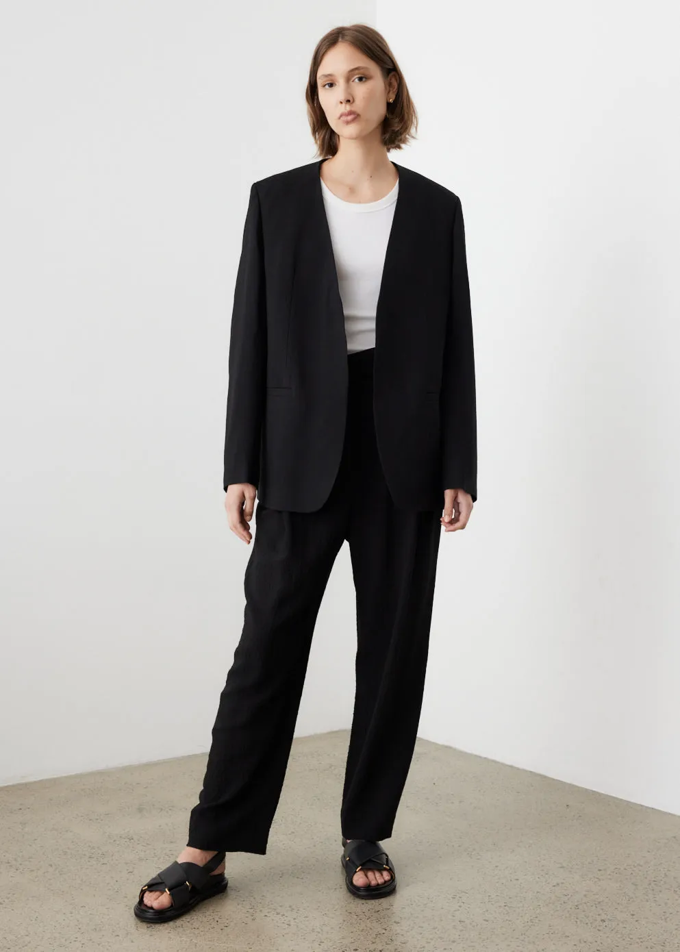 Collarless Double Suit Blazer