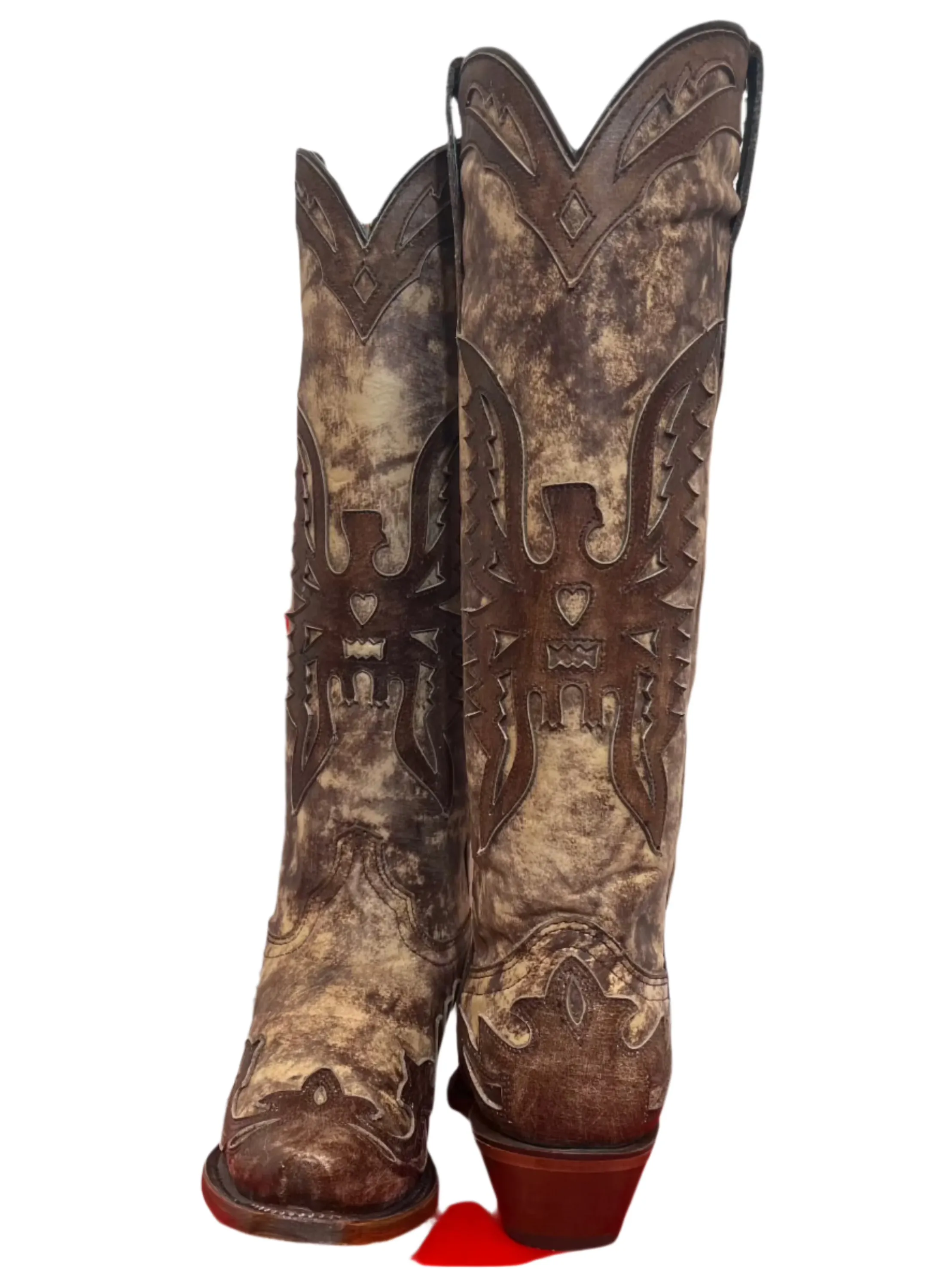 Corral Women's Taupe Brown Eagle Overlay Snip Toe Cowgirl Boots A4303