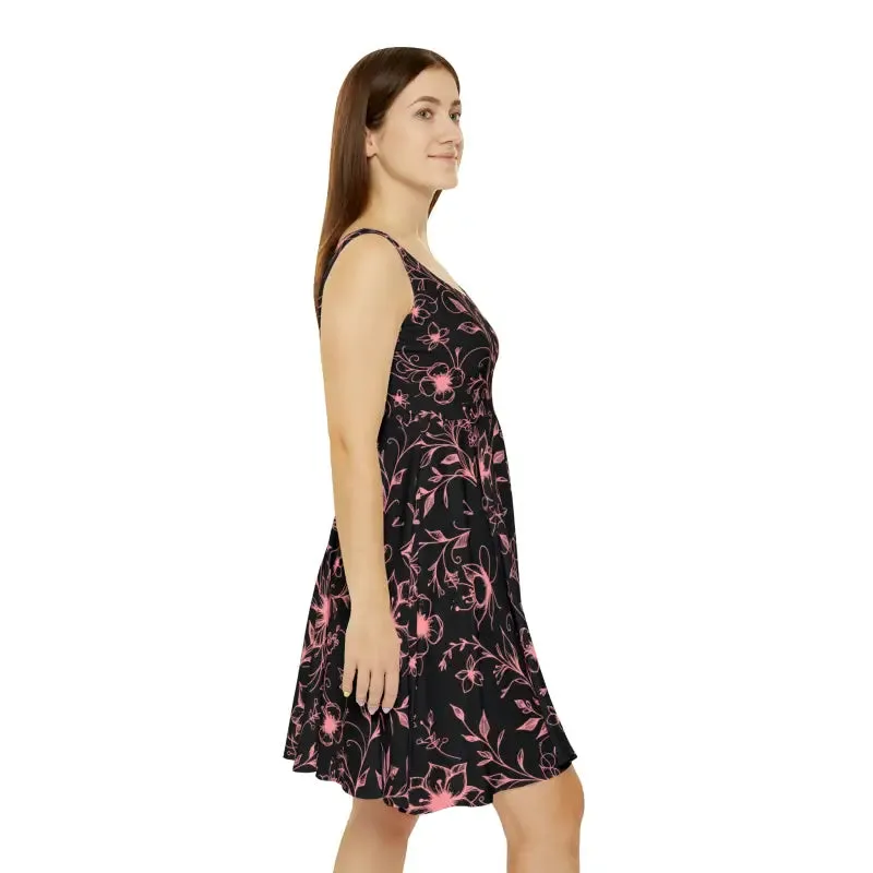 Dazzling Skater Dress with Designed Flowers Vines