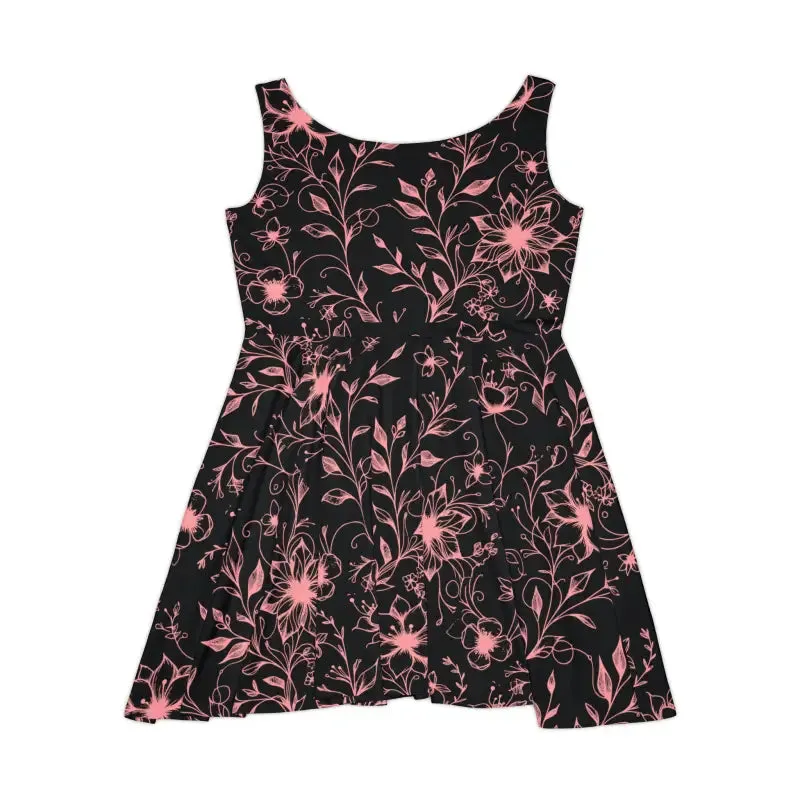 Dazzling Skater Dress with Designed Flowers Vines