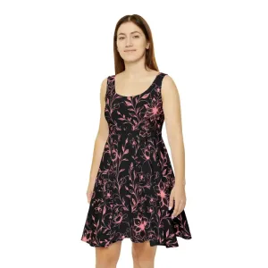Dazzling Skater Dress with Designed Flowers Vines