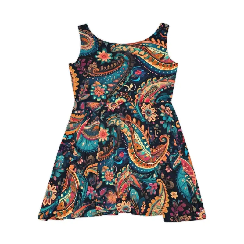 Eco Friendly Paisley Pattern Skater Dress