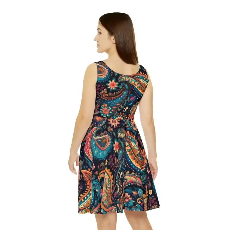 Eco Friendly Paisley Pattern Skater Dress