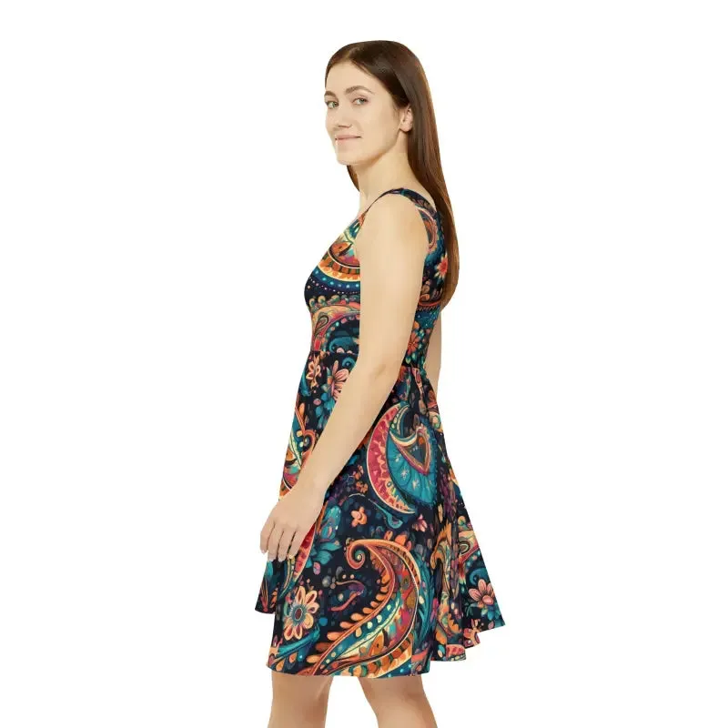 Eco Friendly Paisley Pattern Skater Dress