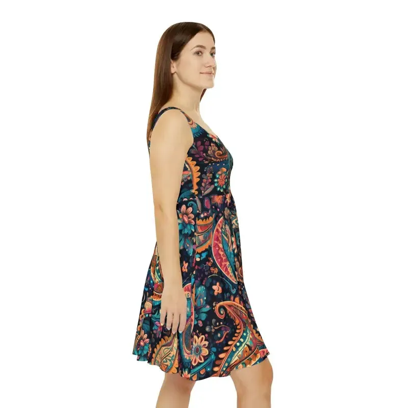 Eco Friendly Paisley Pattern Skater Dress