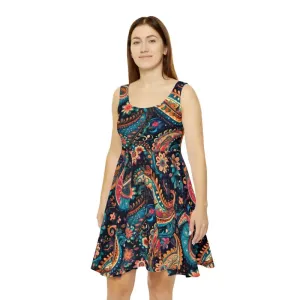 Eco Friendly Paisley Pattern Skater Dress