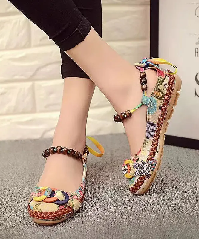 Ethnic Style Handmade Beaded Flat Sole Single Shoes ML1084