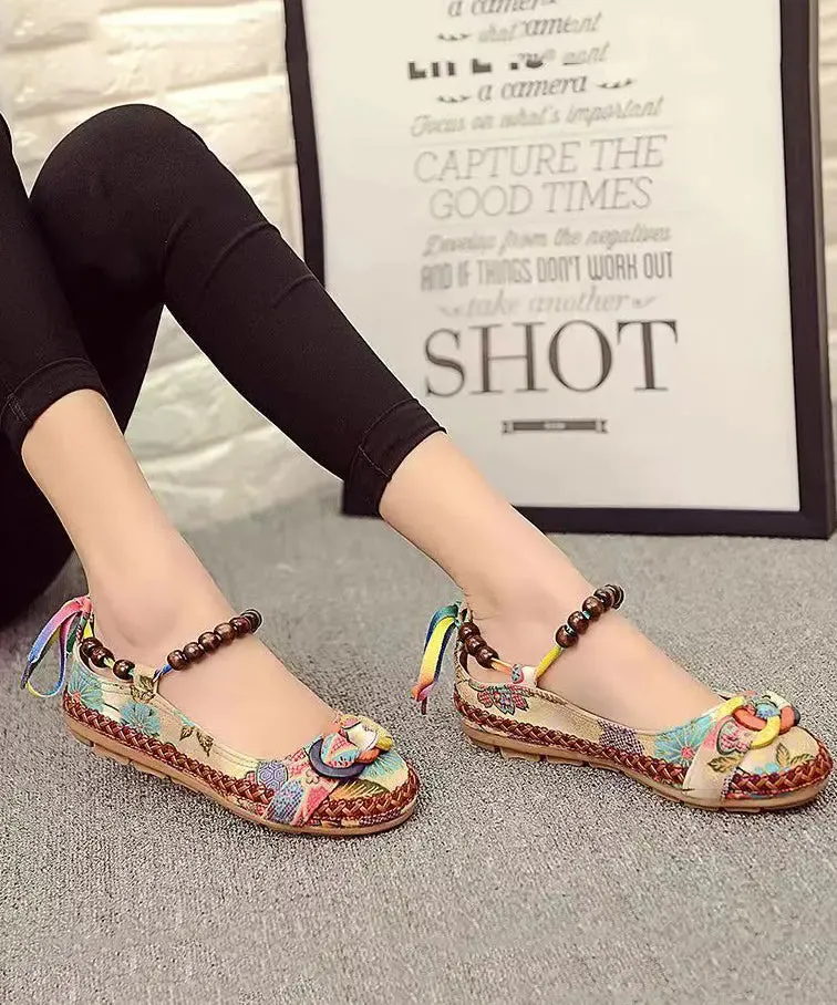 Ethnic Style Handmade Beaded Flat Sole Single Shoes ML1084