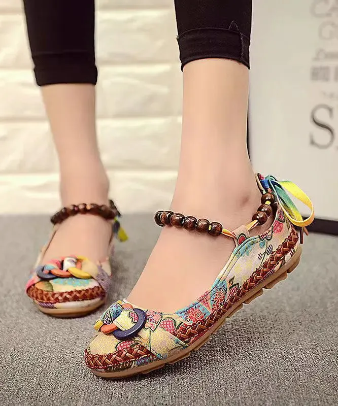 Ethnic Style Handmade Beaded Flat Sole Single Shoes ML1084