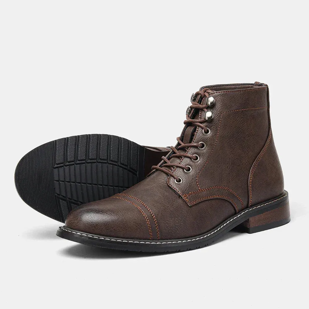 Keith | Vintage Derby Boots with Cap Toe