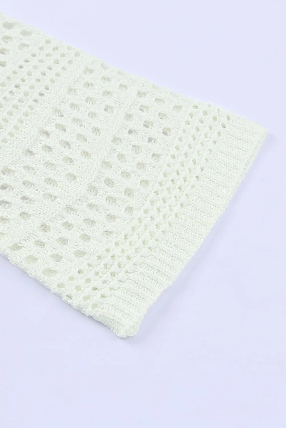 Long Sleeve Loose Knit Crochet Beach Cover-up