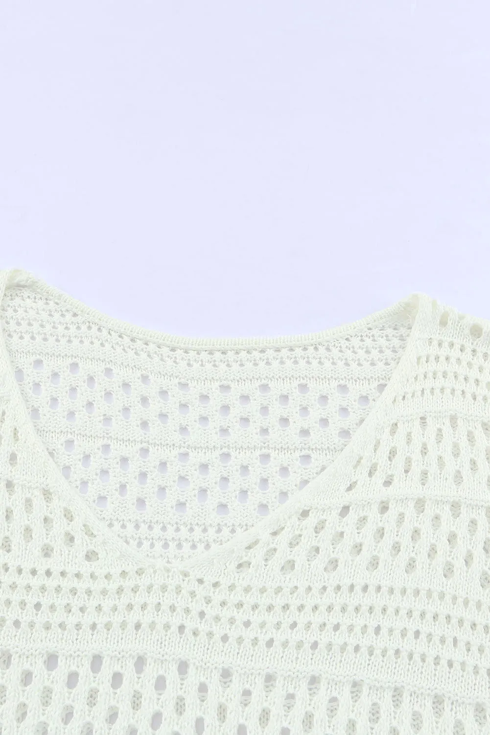 Long Sleeve Loose Knit Crochet Beach Cover-up