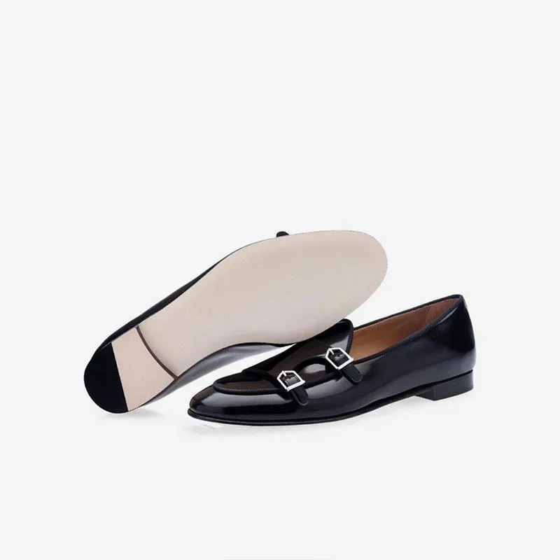 Mens Black Monk Strap Dress loafers