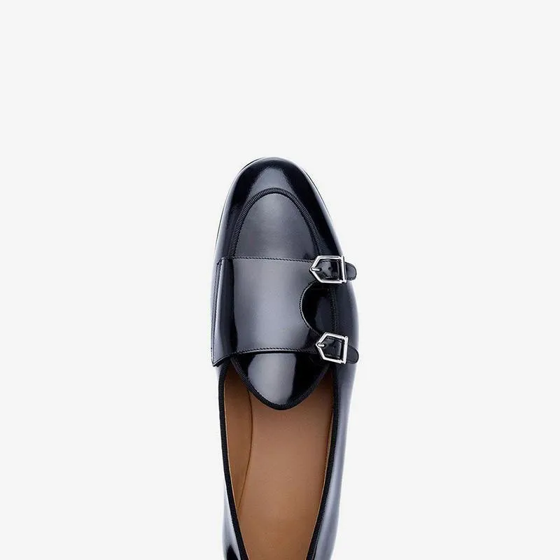 Mens Black Monk Strap Dress loafers