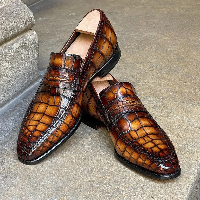 Men's Crocodile Leather Loafers
