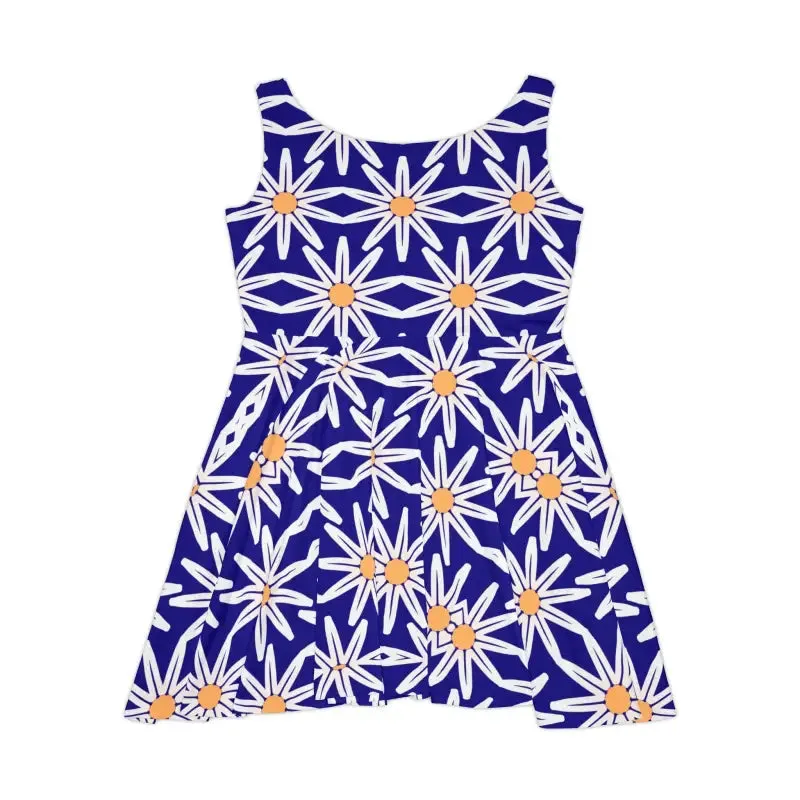 Mesmerizing Skater Dress with White Flower Pattern