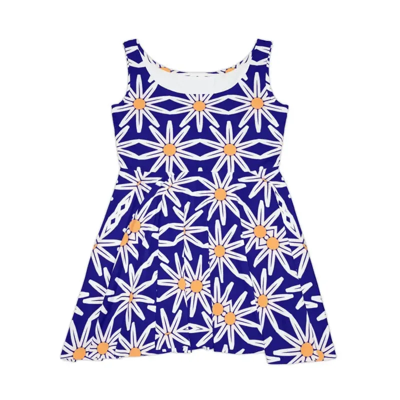 Mesmerizing Skater Dress with White Flower Pattern