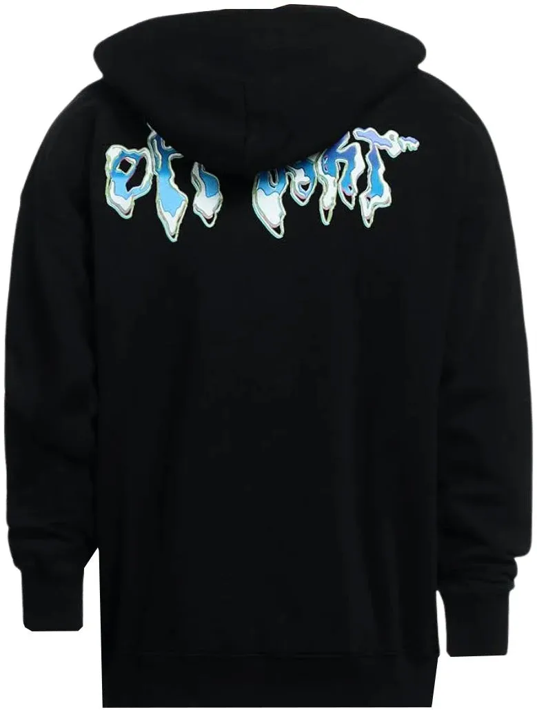 Off-White Blue 90's Liquid Extra Long Hoodie Black Blue