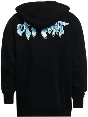 Off-White Blue 90's Liquid Extra Long Hoodie Black Blue
