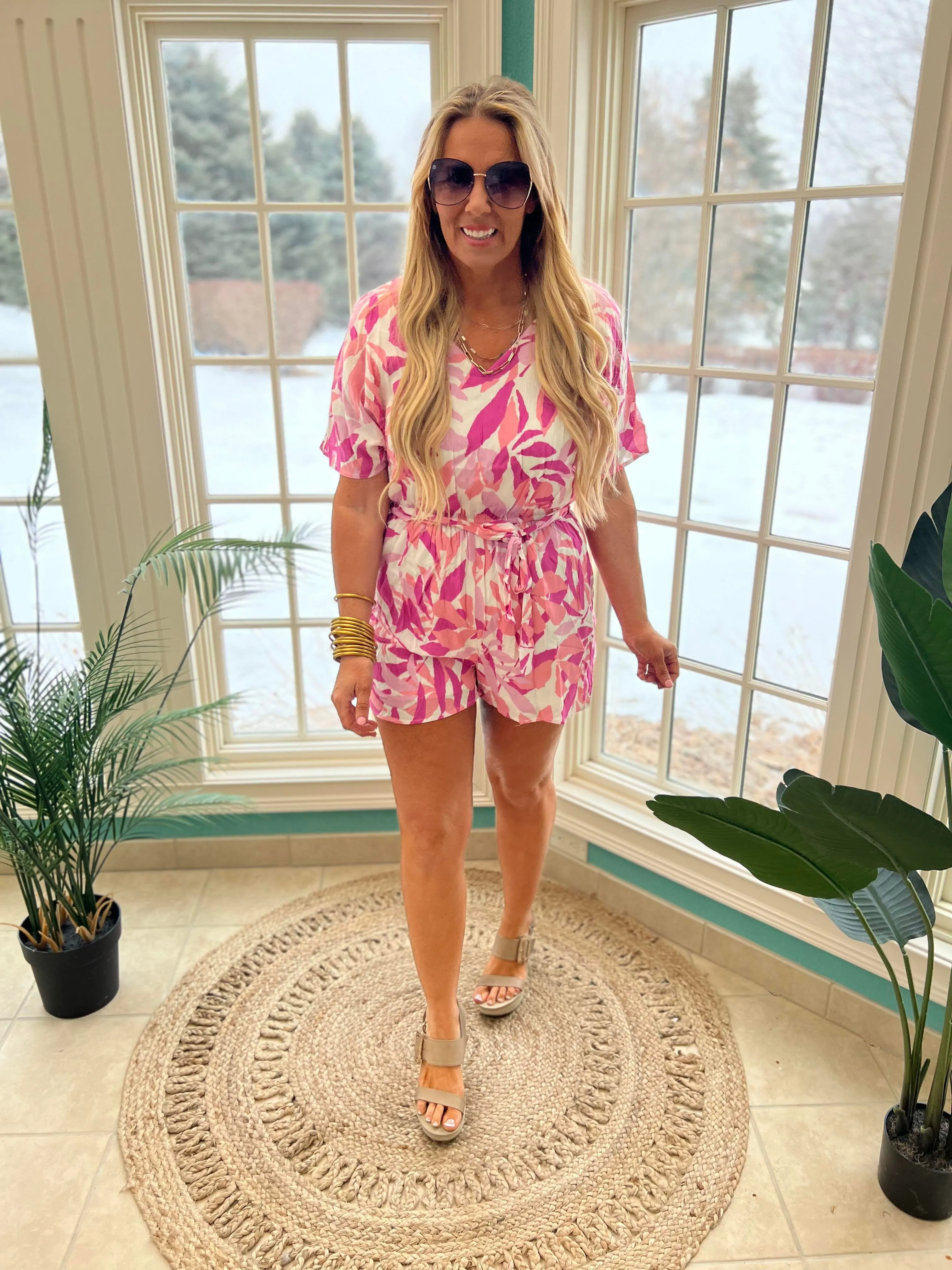 Pink Palm Romper by Andree by Unit - Final Sale