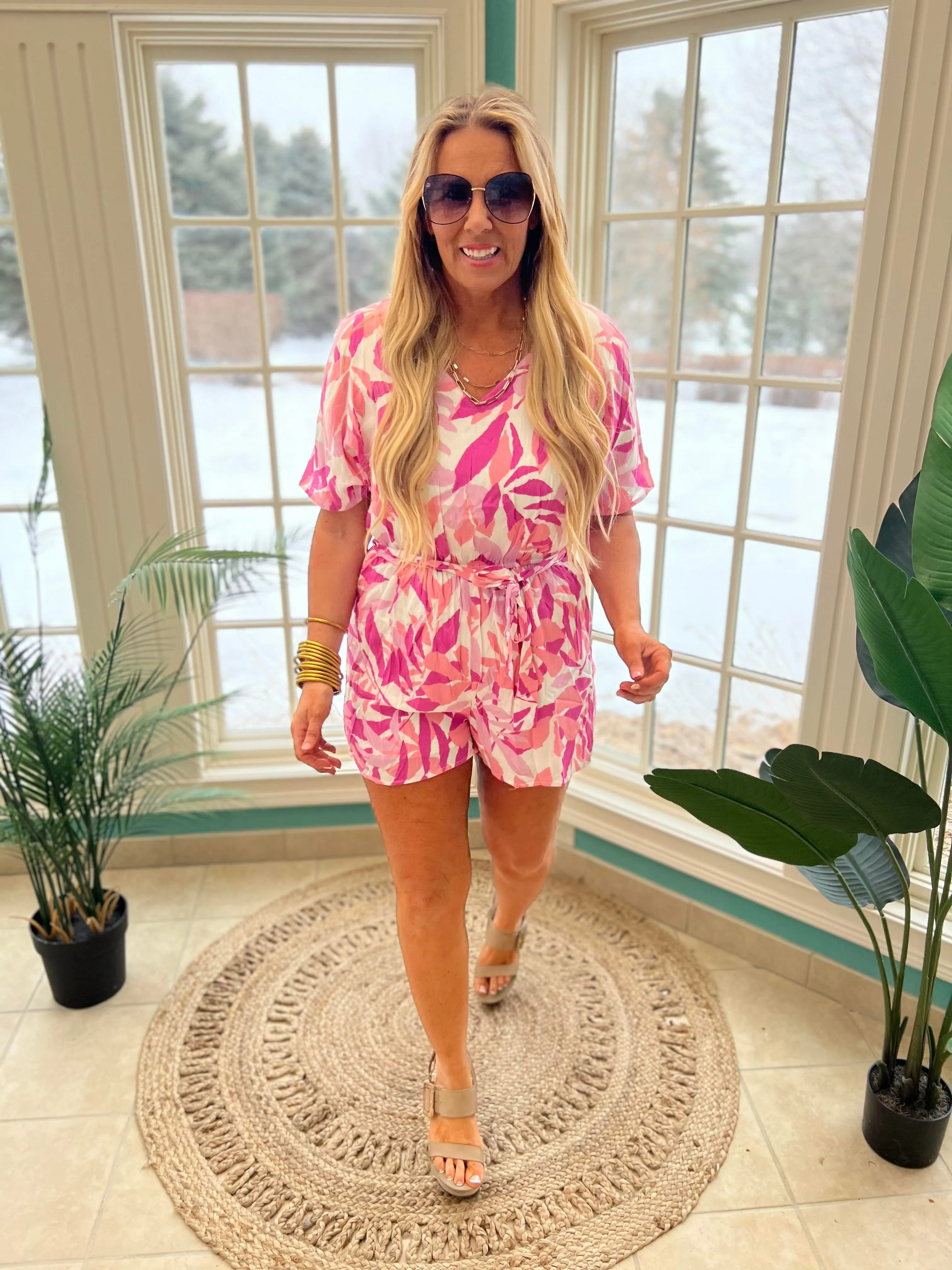 Pink Palm Romper by Andree by Unit - Final Sale