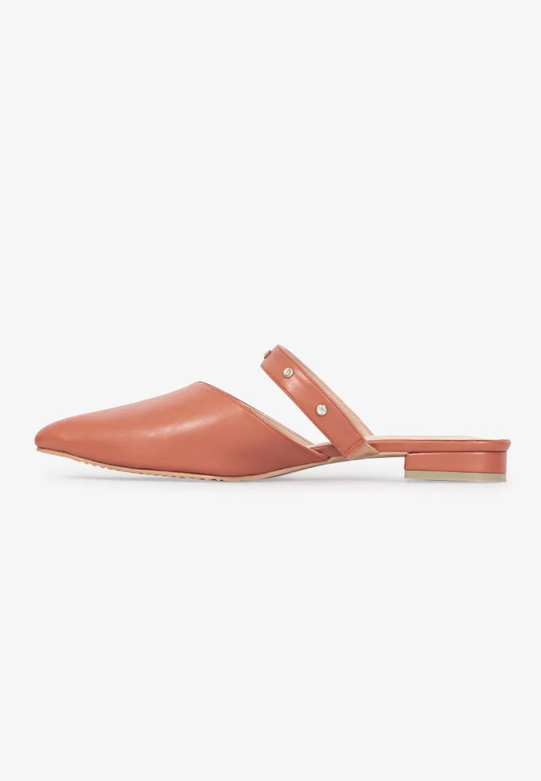 Precious Pointed Beaded Flats - Sunset Brown
