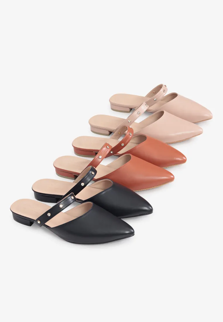 Precious Pointed Beaded Flats - Sunset Brown