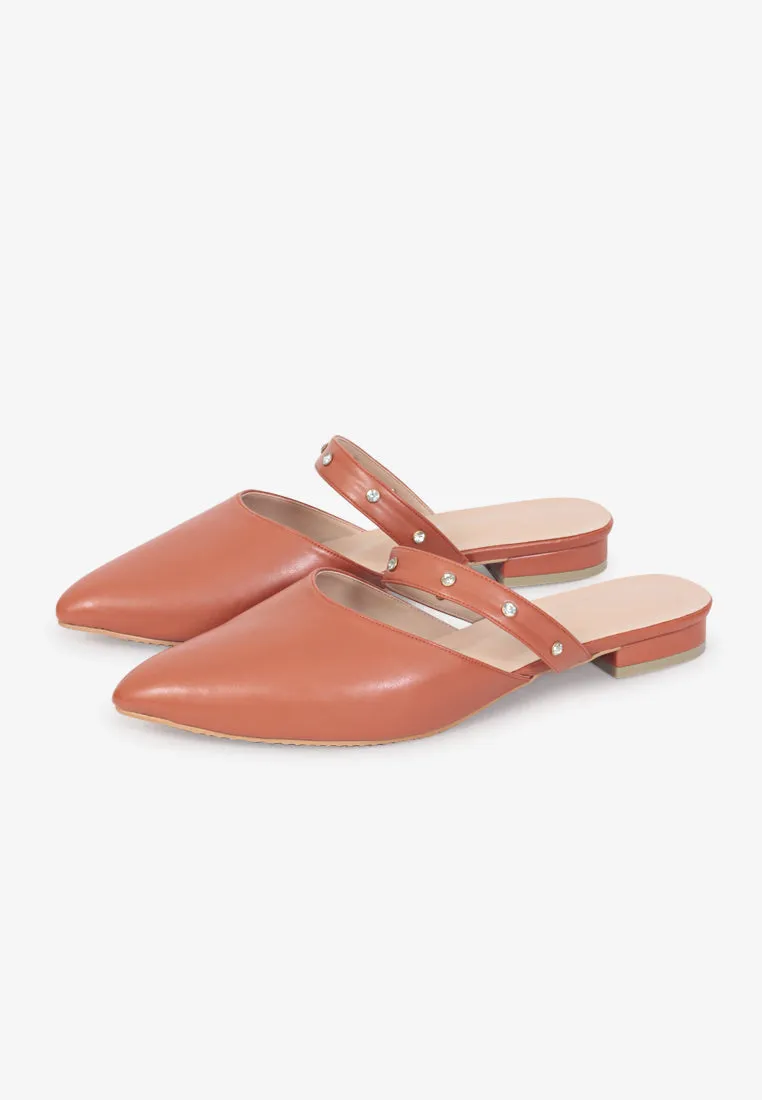 Precious Pointed Beaded Flats - Sunset Brown