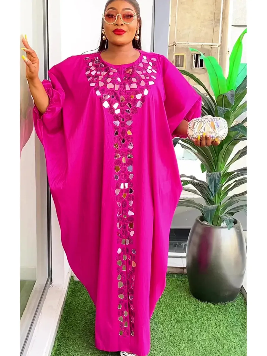 Satin Boubou Robe for Women – African Caftan Abaya, Evening Party Dress