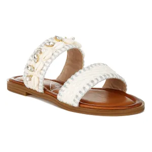 Shell & Diamante Slip On Sandals