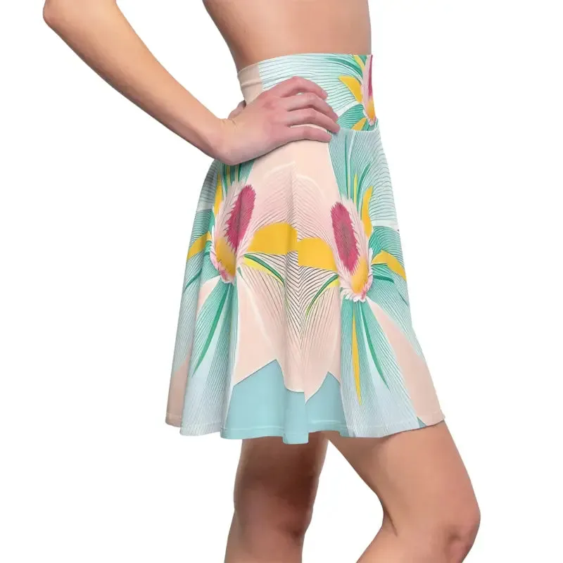 Skater Skirt Large Blue Flower on Polyester Spandex