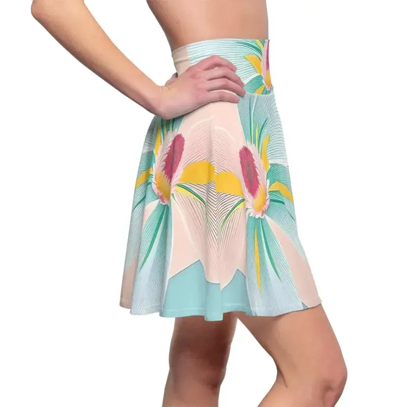 Skater Skirt Large Blue Flower on Polyester Spandex