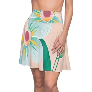Skater Skirt Large Blue Flower on Polyester Spandex