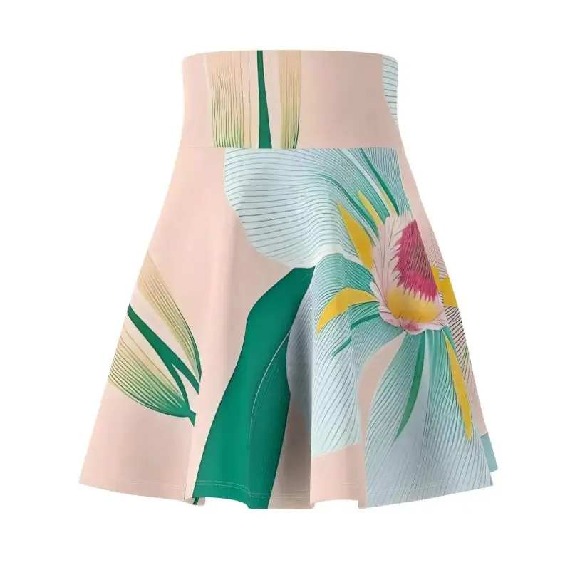 Skater Skirt Large Blue Flower on Polyester Spandex