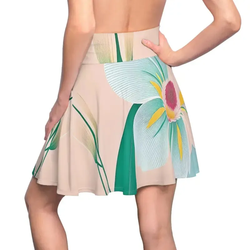 Skater Skirt Large Blue Flower on Polyester Spandex